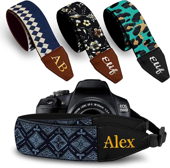 Art Tribute Custom Black Regal Camera Strap - Add Your Text and We Make It Especially For You Get Your Own Personalized Stocking Stuffer & Christmas Gift Camera Strap, No Shipping Cost! by ArtTribute