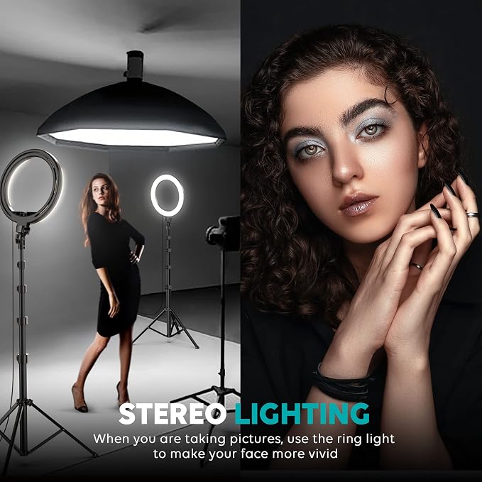 10" Ring Light with Stand 72'' Tall & Phone Holder,38 Color Modes Selfie Light with Tripod Stand,Stepless Dimmable/Speed LED Ring Light for iPhone & Android,YouTube, Makeup,TIK Tok - Image 3