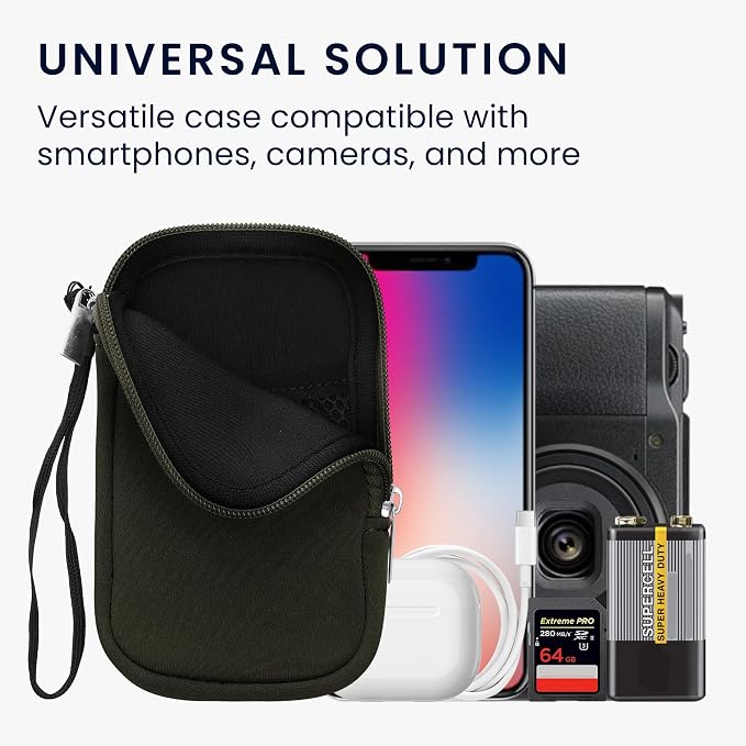 kwmobile Universal Phone Pouch Size XXL - 7" - Neoprene Smartphone Pouch with Zip - Water-Repellent Mobile Phone Case - Sleeve in Dark Green - Image 4