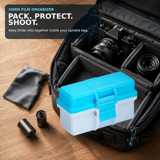 35mm Film Storage Case, 3-Roll 135 Film Canister Holder with Snap Latch, PET Film Organizer - Image 5
