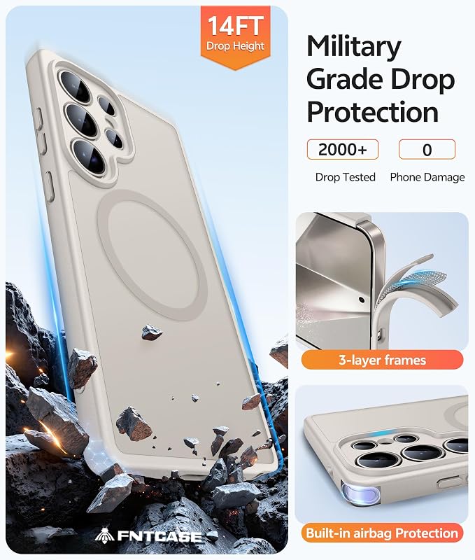 FNTCASE for Samsung Galaxy S24 Ultra Case, Compatible with Magsafe | Screen Protector, Full Camera Protection, Translucent Matte, 14FT Military Grade Drop Proof, Protective Phone Cover - Image 5