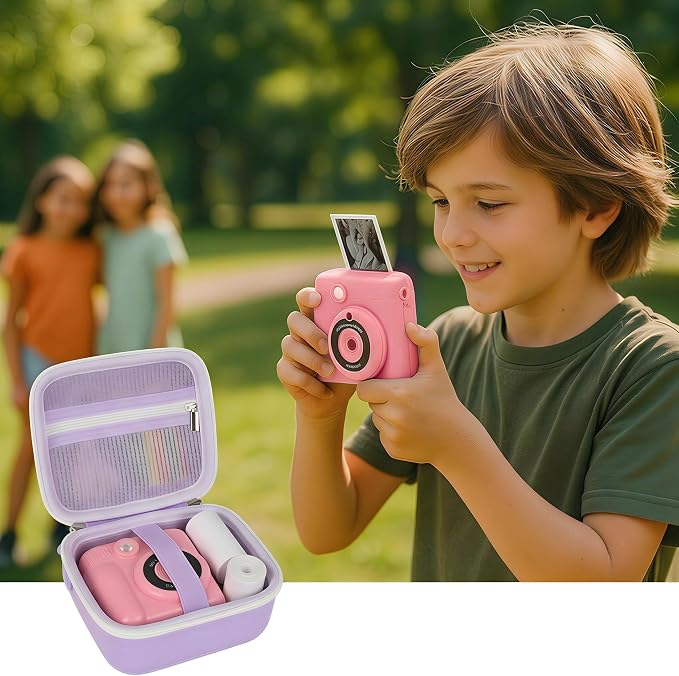 PAIYULE Kids Instant Print Camera Case for ESOXOFFORE for Dylanto | Hard Shell,Mesh Pocket,Wrist Strap,for Gofunly,for GREENKINDER,for DUDUDRAGON,for Zostuic,for Careenoah (Box Only)SkyBlue - Image 4