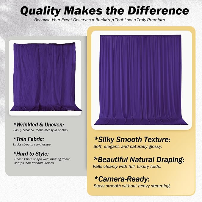 20x12 ft Deep Purple Backdrop Curtains for Weddings, Birthdays and Photos | 4 Panels 5x12 ft, Wrinkle-Free Polyester Drapes, Washable, Ironable, 4 in Rod Pocket for Baby Showers Photography Background - Image 4