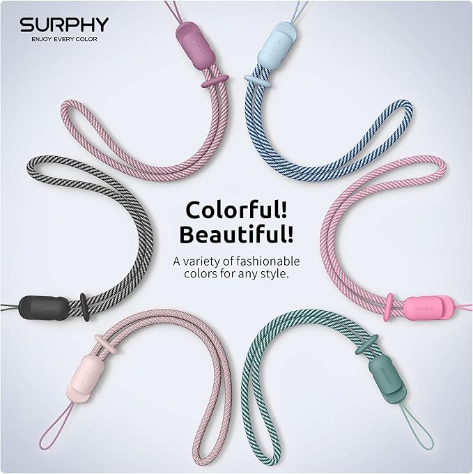 SURPHY 3 Pack Phone Wrist Strap, Phone Lanyard with Cellphone Tether Tab | Phone Strap Charm, Camera Wrist Strap with 2-Color Braided, Phone Wristlet, Wrist Lanyard for Case - Image 6