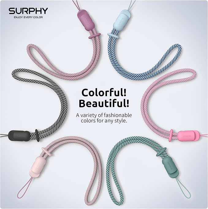 SURPHY 3 Pack Phone Wrist Strap, Phone Lanyard with Cellphone Tether Tab | Phone Strap Charm, Camera Wrist Strap with 2-Color Braided, Phone Wristlet, Wrist Lanyard for Case - Image 6