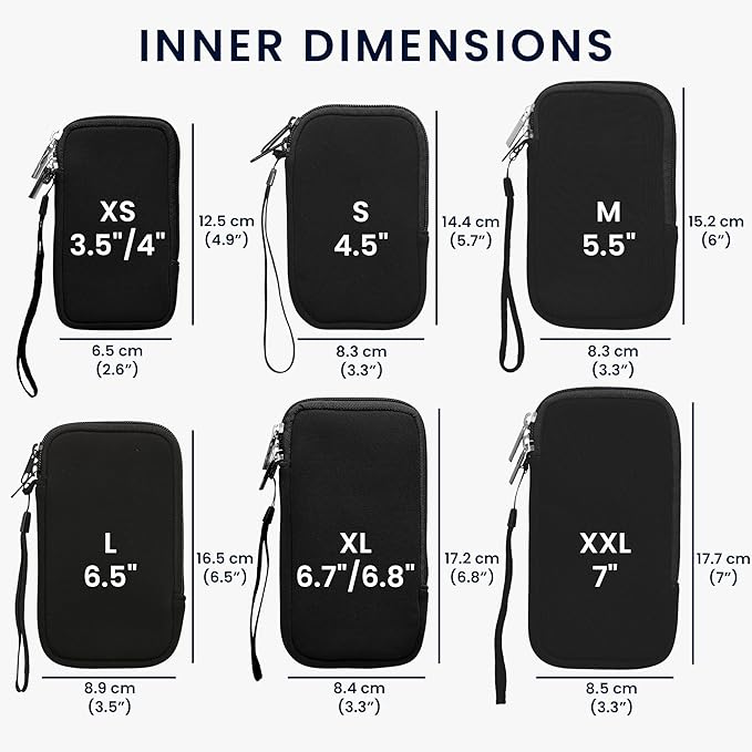 kwmobile Universal Phone Pouch Size XL - 6.7/6.8" - Neoprene Smartphone Pouch with Zip - Water-Repellent Mobile Phone Case - Sleeve in Radiant Blue - Image 6