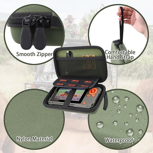 Flaxune Hard Travel Case for Wildgame Innovations Trail Pad VU60 SD Monitor | Shockproof, With Handle, Hard Shell Exterior, Storage Compartment, Portable Carrying Box, Dark Green Case - Image 5