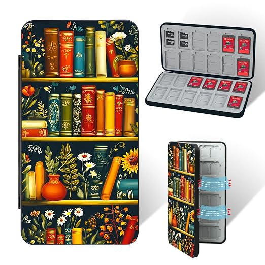 PERFECTSIGHT Switch Game Card Case, Switch 2 Game Holder Cartridge Case | Cute Flower Book Game Card Holder, 24 Game Cards Slots, 48 Micro SD Card Slots, Magnetic Closure, Hard Shell, Soft Lining by PERFECTSIGHT