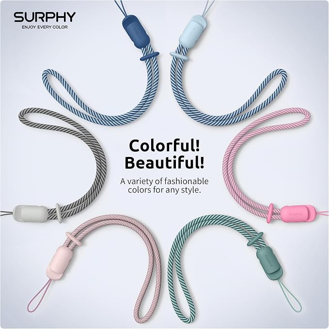 SURPHY 3 Pack Phone Wrist Strap, Phone Lanyard with Cellphone Tether Tab | Phone Strap Charm, Camera Wrist Strap with 2-Color Braided, Phone Wristlet, Wrist Lanyard for Case - Image 6