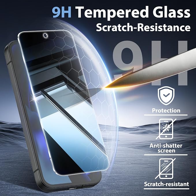 2+2 Pack for Google Pixel 9a Screen Protector Privacy Glass | 2 Pack Camera Lens Protector, Fingerprint Compatible, Anti Spy, 9H Hardness Glass - Image 5