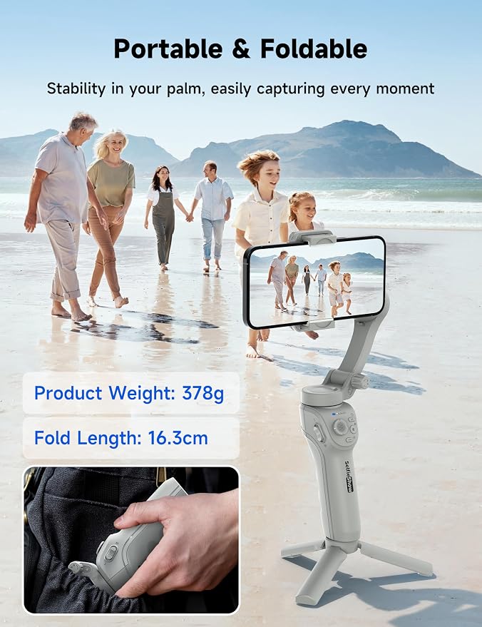 Gimbal Stabilizer for Smartphones, 3-Axis Phone Gimbal, Intelligent Gimbals with Face/Object Tracking, Portable and Foldable, Vlogging Stabilizer for Android and iPhone 15 14 13 12, YouTube TikTok - Image 8
