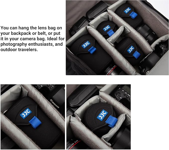 JJC Portable Neoprene Mirrorless Camera Lens Case Protective Case Storage Bag for Nikon Z 35mm 85mm Sony FE 20mm 24mm F1.4 16-55mm 18-105mm 55-210mm and other Lens below 3.07" X 4.64"(D x L) - Image 6