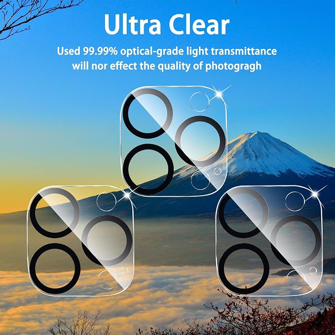 Dengduoduo 3 Pack Camera Lens Protector for iPhone 16 Pro 6.3 inch and 16 Pro Max 6.9 inch, Tempered Glass, Ultra HD, 9H Hardness, Anti-Scratch, Case Friendly [No Affect on Night Shots] - Image 3