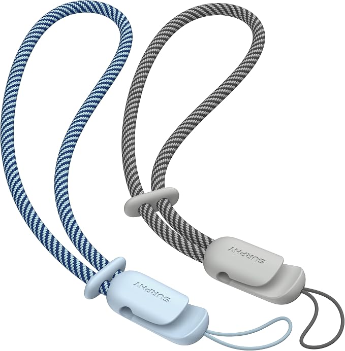 SURPHY 2 Pack Phone Lanyard, Phone Wrist Strap for Case, Camera Wrist Strap | Ultra-Light 2-Color Braided Phone Strap, Cellphone Charm Strap, Anti-Lost Wrist Lanyard for Women and Men, Cloud Blue Gray by SURPHY