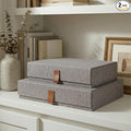 ZICOTO Decorative Photo Storage Boxes with Lids - Set of 2 Linen Organizers | Beautiful Boxes Safely Store Your Pictures, Documents, Scrapbooking Supplies, Keepsakes and Other Memories in Style by ZICOTO
