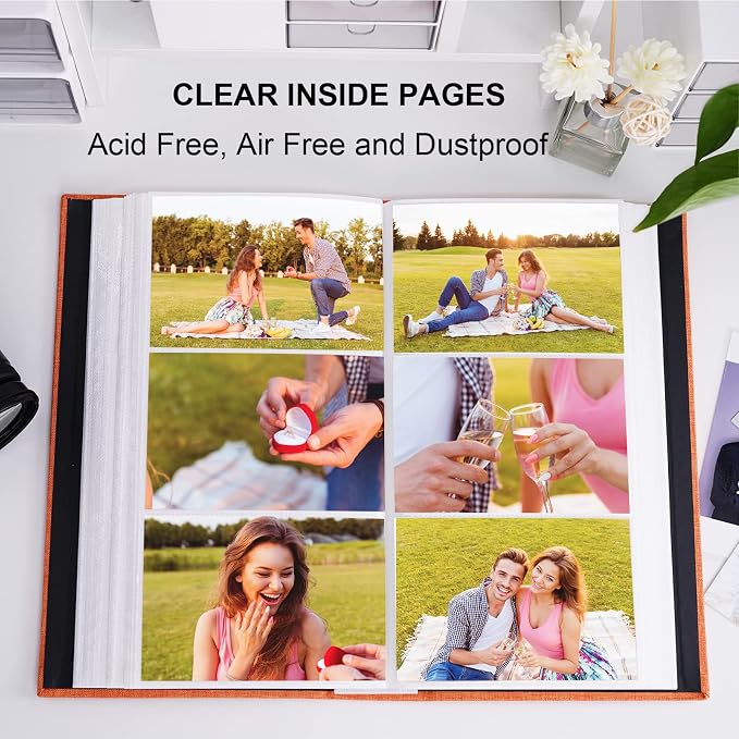 Vienrose 4x6 Photo Album,420 Pockets,Linen Cover with Window,Khaki | Linen Hardcover, Slip In Photo Book, Family Memory Album, Travel Keepsake - Image 4