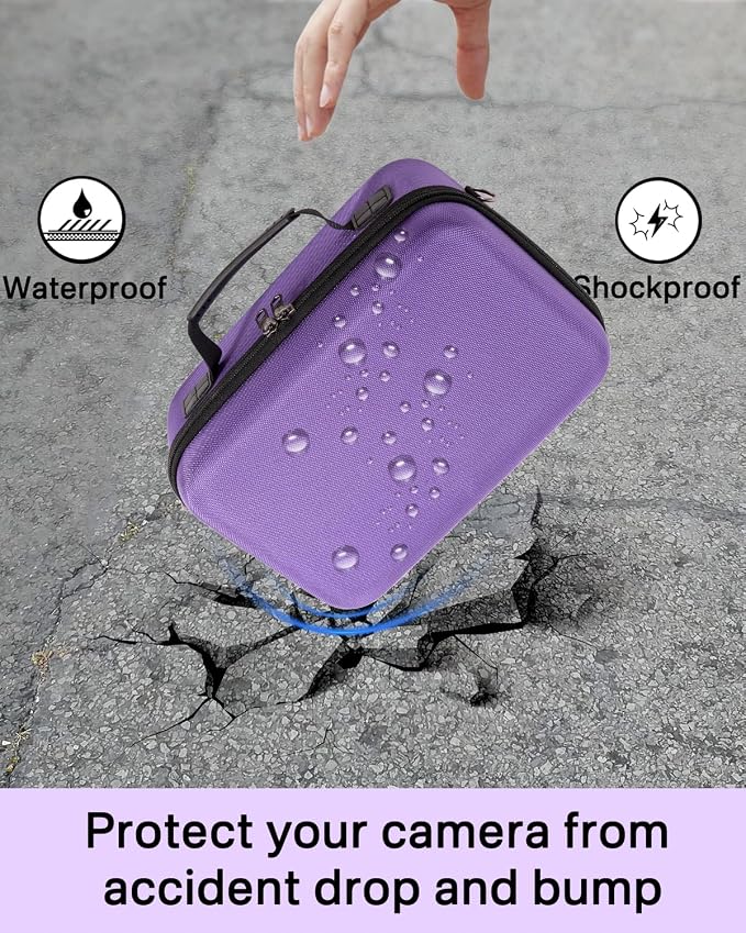 RAIACE Hard Carrying Case Compatible with Canon EOS Rebel T7/ T100/ T6/ R100/ R50/ R5/ R7/ R8, for Sony, for Nikon Camera. Large Capacity Camera Bag for Lens, Cables, Cards and Accessories. - Purple - Image 7