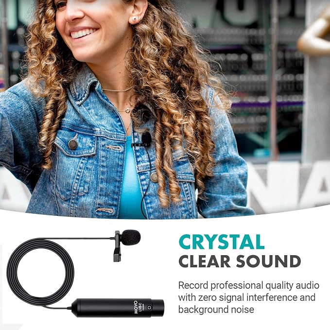Movo LV8-C Broadcast-Quality XLR Lavalier Cardioid Condenser Wired Microphone with 12mm Mic Capsule for Accurate Voice Recording - Kit Includes Lapel Clip, Case and Windscreen - Image 4