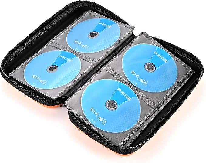 alavisxf xx CD Case, 96 Capacity Protective Zipper Disc Wallet for Car | EVA Shock-resistant, Double Zipper Closure, Portable Handle, DVD Storage Organizer, Anti-Slip Sleeves, for Home Office Travel - Image 5