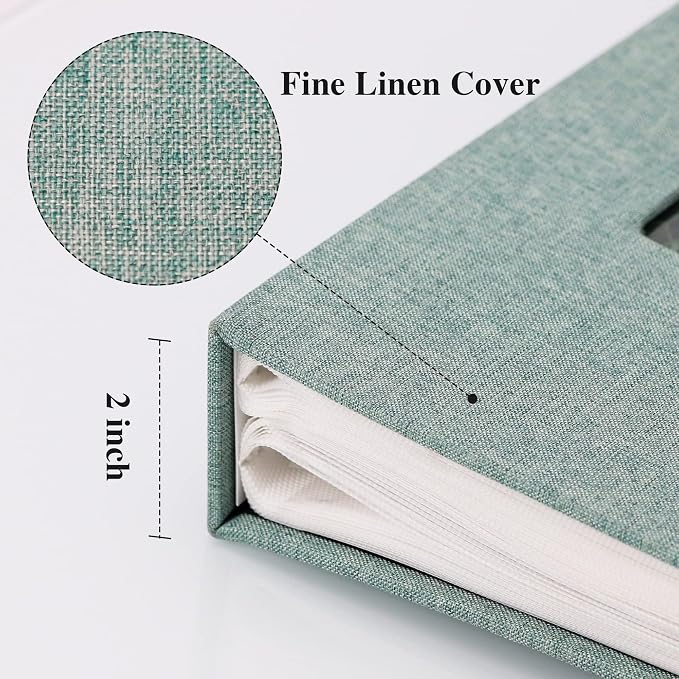 Vienrose 4x6 Photo Album,300 Pockets,Linen Cover with Window,Green | Linen Hardcover, Slip In Photo Book, Family Memory Album, Travel Keepsake - Image 4