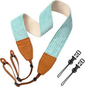 Padwa Lifestyle Corduroy Camera Strap - 2" Double Layer Full Grain Cowhide Leather Head Camera Straps for Photographers,Unique Soft Corduroy Fabric with Quick Release fits all Cameras - Fresh Green by PadwaLifestyleCameraStrap
