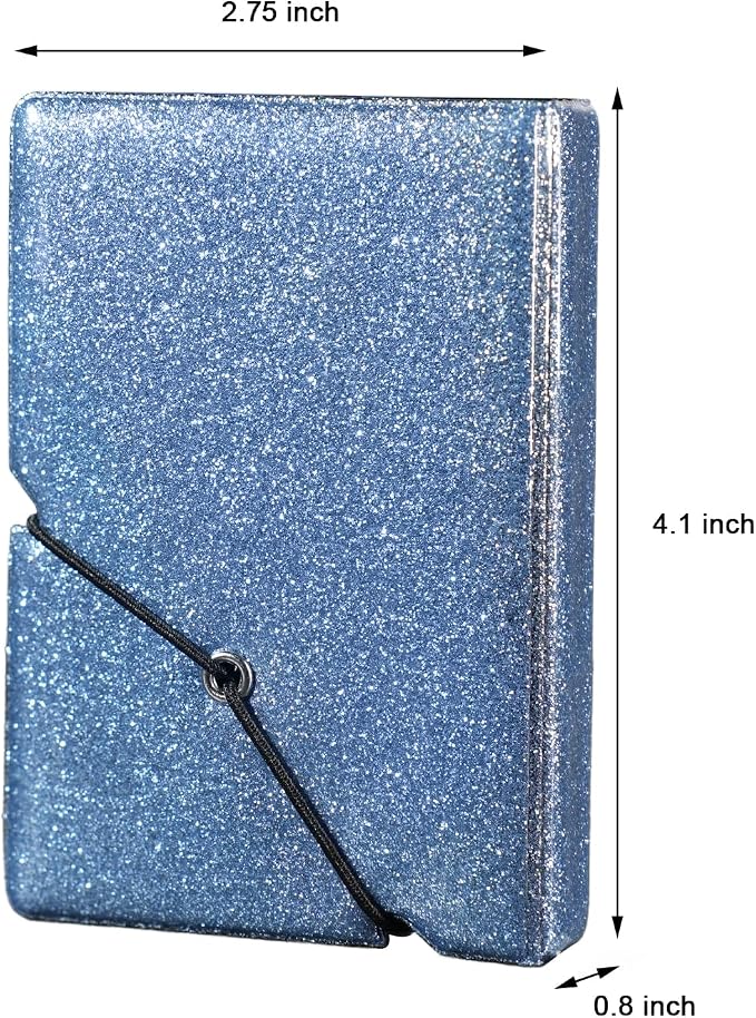 2x3 Instax Mini Photo Album, 28 Pockets. Glitter Blue, 2PK | Portable Wallet Size Album Stores 2x3 inch Instant Photos. Fits Polaroid, Instax Mini, Kodak Mini Prints and Zink. - Image 2