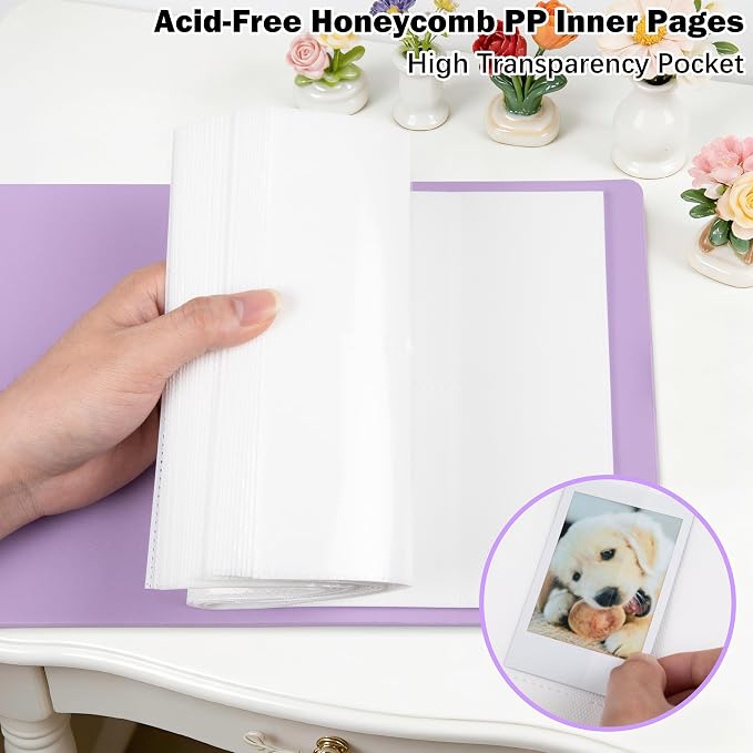 Ruibytree 320 Pockets Album for Instax Mini & Polaroid 2x3" Pictures Purple | Gift-Ready Packaging, PU Leather Cover, Acid-Free Pages, Side-Loading Clear Pockets, Durable Binding, Easy Photo Viewing - Image 7