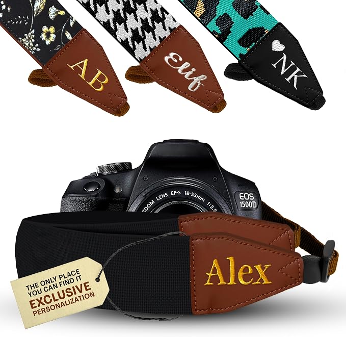 Art Tribute Camera Strap Personalized With Name - Shoulder, Crossbody & Neck Camera Strap for Photographers, Fits All Cameras, Canon Nikon Sony Fujifilm, Padded Strap W/Quick Release & Leather Ends - Image 8