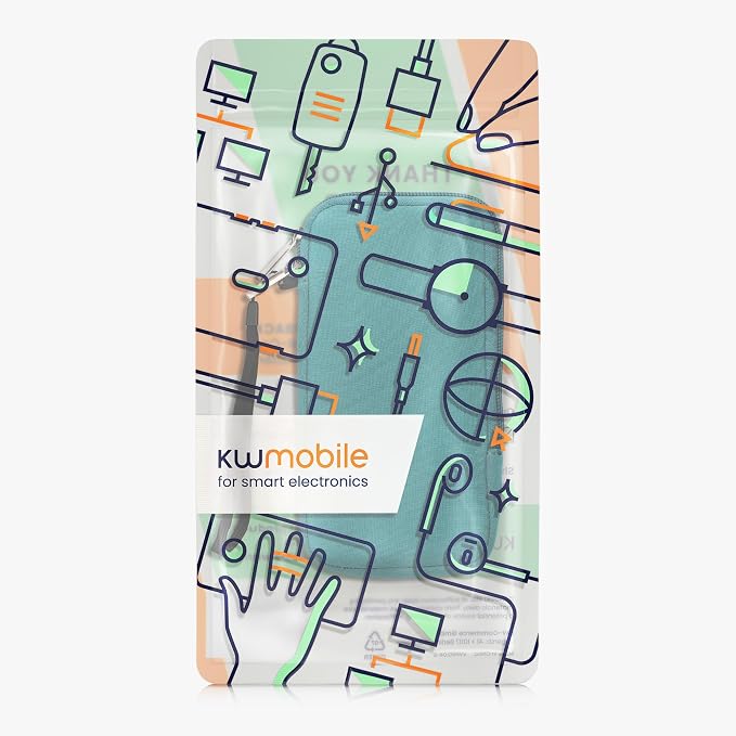 kwmobile Universal Phone Pouch Size XXL - 7" - Neoprene Smartphone Pouch with Zip - Water-Repellent Mobile Phone Case - Sleeve in Petrol - Image 7