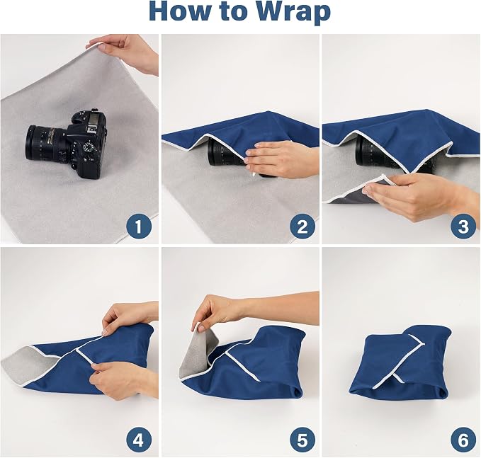 Walking Way Protective Wrap, Self-Adhesive Magic Cloth Camera Wrap, Storage Cloth, Anti-Scratch, Dustproof, Washable Lens Pouch for DSLR, Smartphones, Laptops, Cosmetic (Classic Dark Blue, 21.65 inch) - Image 4