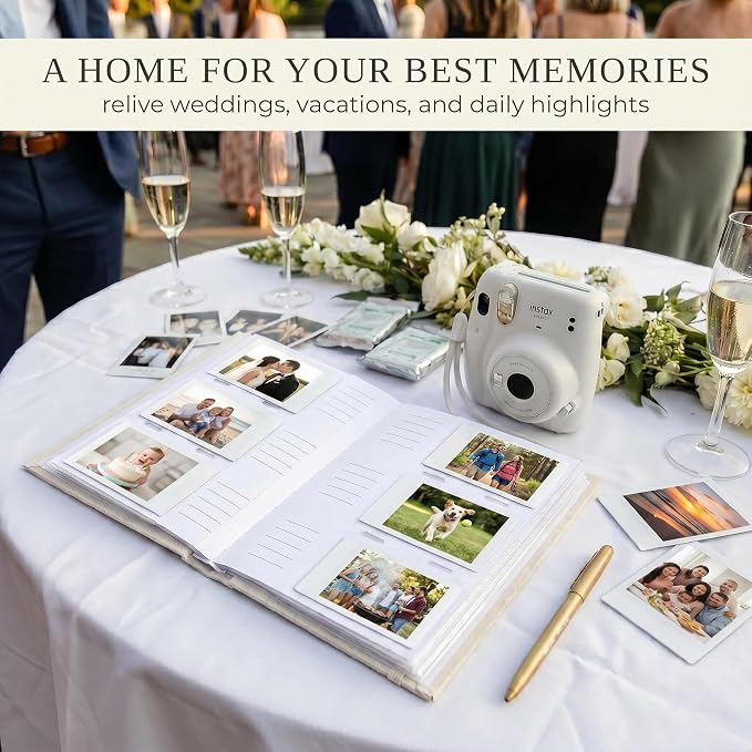 Beautiful Polaroid Photo Album for Instax Mini - Velvet Cover, 60 Pages | Holds Your Polaroid Pictures - Ideal Wedding Guest Book and Keepsake with Secure Elastic Band to Preserve Precious Memories - Image 8