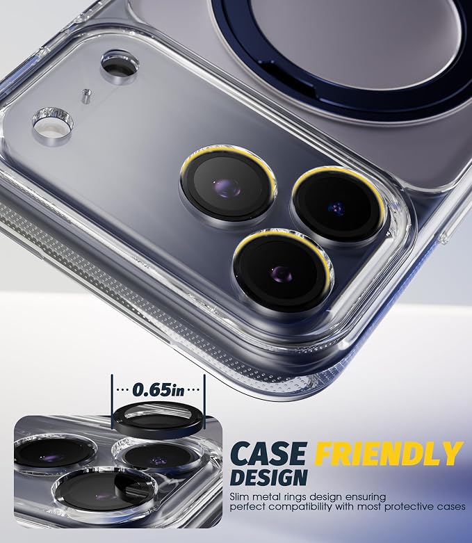 (3 Sets) Orzero Camera Lens Protector Compatible for iPhone 17 Pro&17 Pro Max&16 Pro&16 Pro Max&15 Pro&15 Pro Max&14 Pro&14 Pro Max, [EZ Install] [Case-Friendly] 9H Tempered Glass CD Pattern Lens Cover, Military-Grade Shockproof, HD Clarity Anti-Glare ... - Image 6