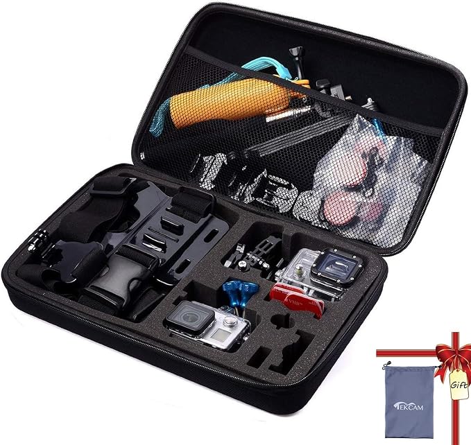 Large Camera Carrying Case Compatible with Gopro Hero 13 12 11 10 9 8 7/AKASO EK7000 Brave 4 Brave 7 V50X/DJI Action 5 Pro/ODDV/Xilecam/Jadfezy/SJCAM/APEXCAM/Vemont Action Cam, Travel Camera Case | Compatible with Go pro Hero 13 12 11 AKASO EK7000 Brav... by TEKCAM