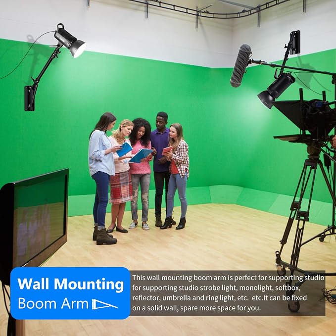 Neewer Wall Mounting Boom Arm with Triangle Base for Photography Studio Video Strobe Light Monolight Softbox Umbrella Reflector, 180 Degree Rotation, Max Length 66.5 inches/169centimeters (Black) - Image 5