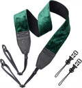 Padwa Lifestyle Green Velvet Camera Strap - 2" Double Layer Full Grain Cowhide Leather Head Camera Straps for Photographers,Unique Soft Velvet Fabric with Quick Release fits all Cameras by PadwaLifestyleCameraStrap