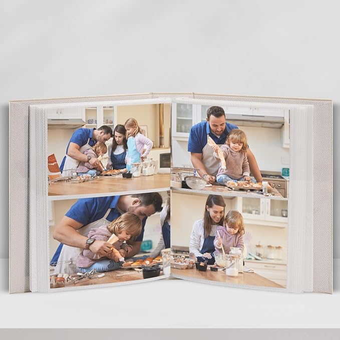 Vienrose 4x6 Photo Album Holds 200 Photos Vegan Leather Cover | Horizontal pockets, Beige, Large capacity, Family Wedding Baby Travel - Image 3