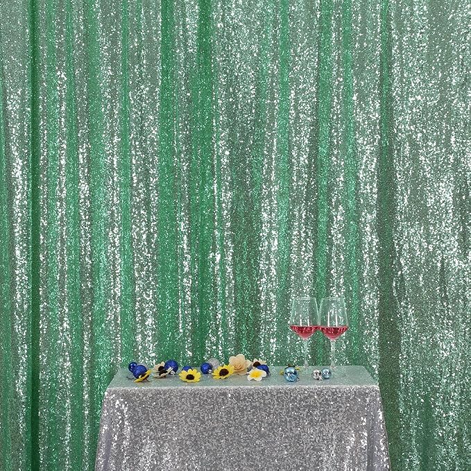 Poise3EHome Mint Green Sequin Backdrop, 10Ft x 10Ft Glitter Photography Background Curtains, Sequence Drapes for Party Baby Shower Wedding Birthday Christmas Thanksgiving Halloween Decoration by Poise3EHome