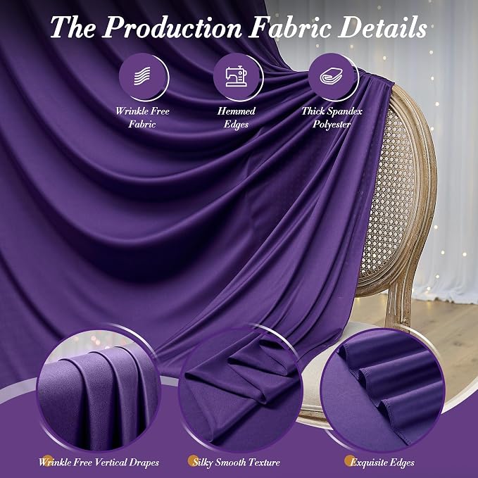 30 ft x 10 ft Wrinkle Free Purple Backdrop Curtain for Parties, 5ft x 10ft 6 Panels Polyester Purple Photo Backdrop Drapes for Wedding Birthday Party Baby Shower - Image 6