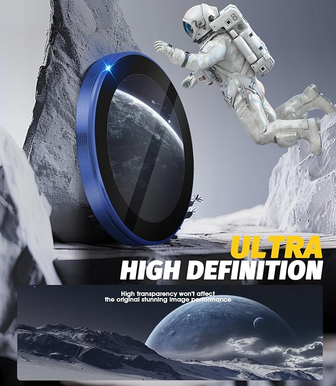 Orzero (2 Sets) Camera Lens Protector for Samsung Galaxy Z TirFold/Fold 7, [EZ Install] [Case-Friendly] 9H Tempered Glass Alloy Metal Ring Lens Cover, Military-Grade Shockproof, HD Clarity Anti-Glare (Blue) - Image 4