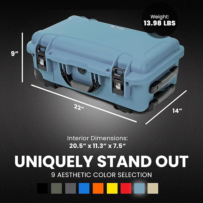 NANUK 935 Camera Hard Case with Cubed Foam, Waterproof Wheeled Carry-On | 22” x 14” x 9”, Protects Photography Equipment, Electronics, Drones & Tools, Customizable Cubed Foam, Lockable, Cyan - Image 5