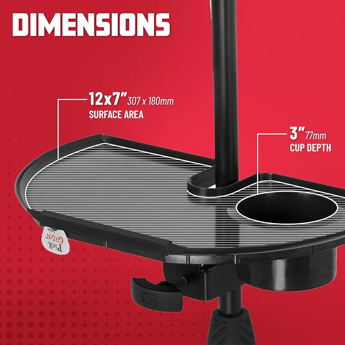 Gator Frameworks Microphone Stand Accessory Tray with Drink Holder and Guitar Pick Tab, 12" x 7" (GFW-MIC-ACCTRAY) - Image 6