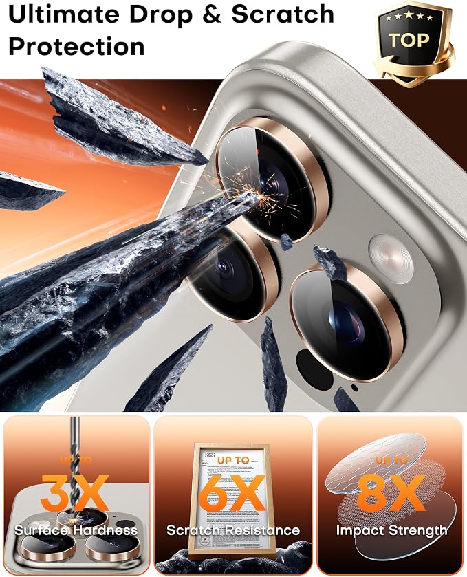 TOCOL for iPhone 15 Pro Max Camera Lens Protector/iPhone 15 Pro Camera Lens Protector Tempered Glass HD Individual Scratch Resistant Cover Accessories Case Friendly 2 Pack（Rose Gold） - Image 4