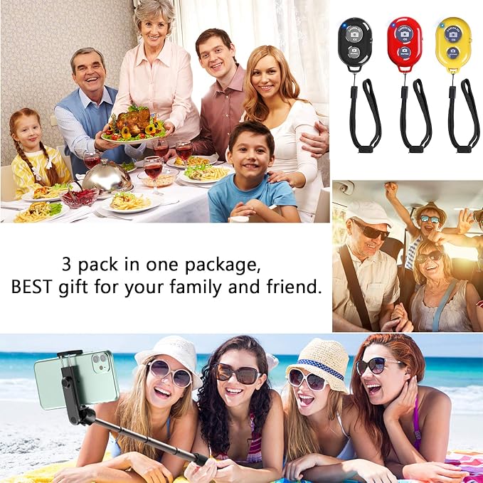 Wireless Remote Shutter for Cellphones and Tablets (3 Pack), AOQIYUE Wireless Remote for iPhone/Android Camera Control, Selfie Clicker for Photos and Videos - Wrist Strap Included - Image 7