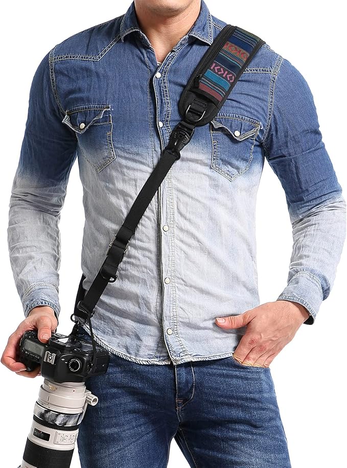 waka Camera Neck Strap with Quick Release and Safety Tether | Adjustable Camera Shoulder Sling Strap for Nikon Canon Sony Olympus DSLR Camera - Retro by Visitthewaka