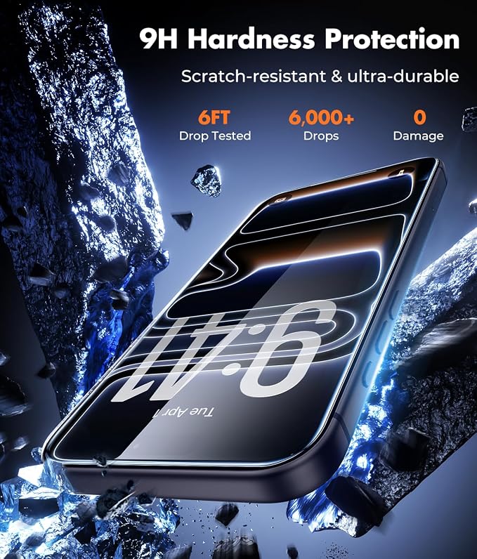 UNBREAKcable iPhone 17 Pro Max Screen Protector & Camera Lens Protector | Upgraded Dual-Tempered Glass with Military-Grade 9H Hardness, 3-Pack,HD Clarity, Anti-Fingerprint, Case Friendly, Fits 6.9'' - Image 3