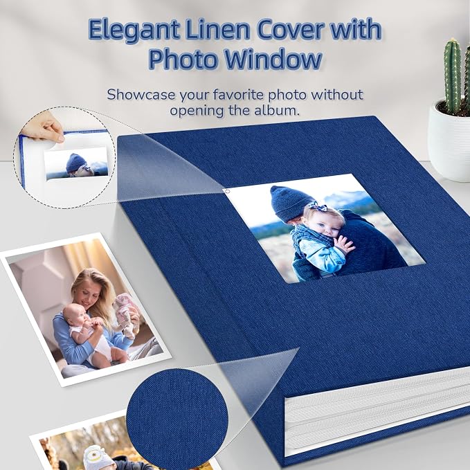 popotop Photo Album 4x6-300 Photos Linen Cover Photo Books with 300 Horizontal Pockets,Slip-in Picture Albums for Family Wedding Anniversary Baby Vacation Pictures - Image 2