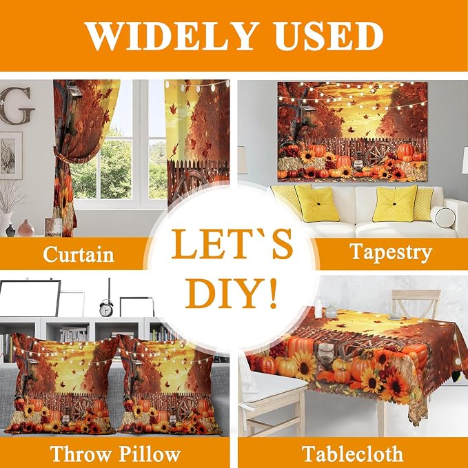 Fall Banner 10x7ft Polyester Harvest Hay Farm Pumpkin Patch Backdrop Sunflower Maple Photo Backdrops Thanksgiving Banner Decorations for Party - Image 7