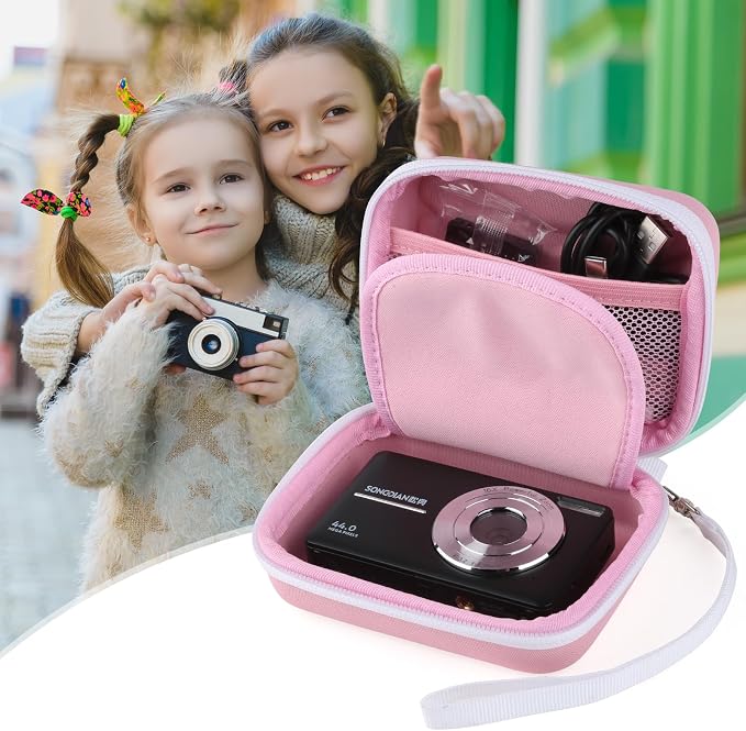 Digital Camera Case for AbergBest 21 Mega Pixels 2.7" LCD Rechargeable HD/Kodak Pixpro/Canon PowerShot ELPH 180/190/Sony DSCW800/DSCW830 Cameras, Travel Carrying Protective Case for Camera- Pink - Image 6