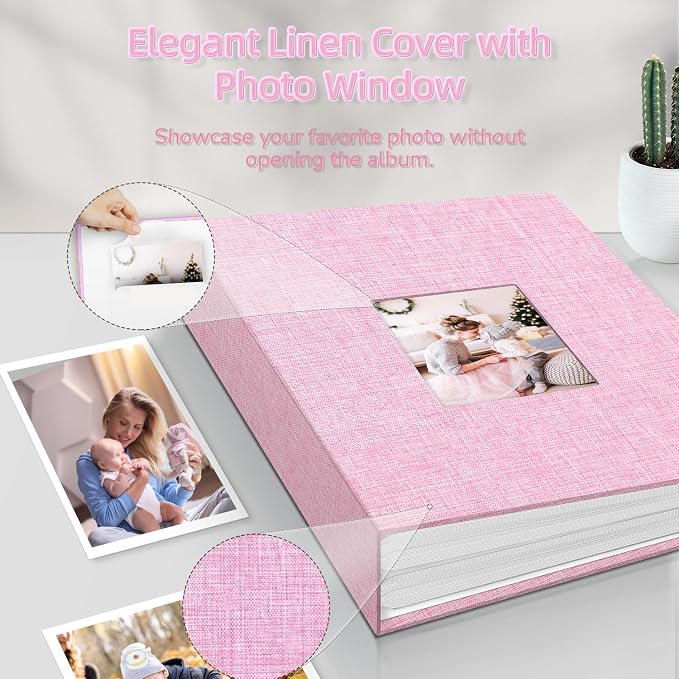 popotop Photo Album 4x6-200 Photos Photo Books with 200 Horizontal Pockets,Linen Cover Albums for Family Wedding Anniversary Baby Vacation Pictures - Image 2