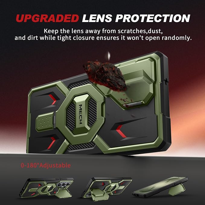 TONGATE Magnetic Stand for Samsung Galaxy S26 Ultra Case, Compatible with Magsafe, [Camera Cover & 2 Front Frames][Military Drop Protection] S26 Ultra Case Built-in Screen Protector & Belt Clip, Olive - Image 4